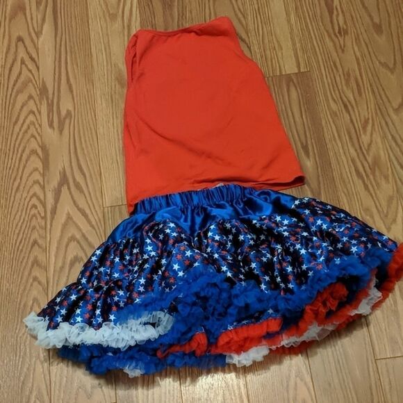 Minnie Mouse red white blue skirt set Sz 4/5 - Picture 4 of 6